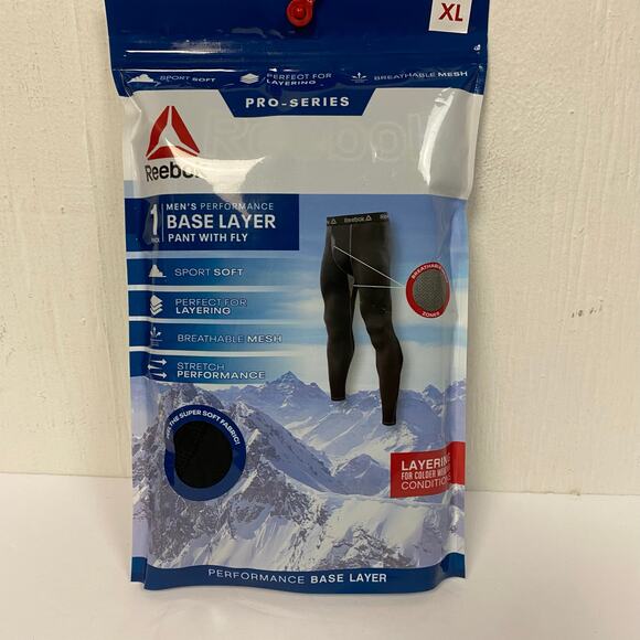 Reebok Mens performance Base Layer Pant Fly Pro-Series Black Mesh XL 40-42 NEW - Picture 1 of 9